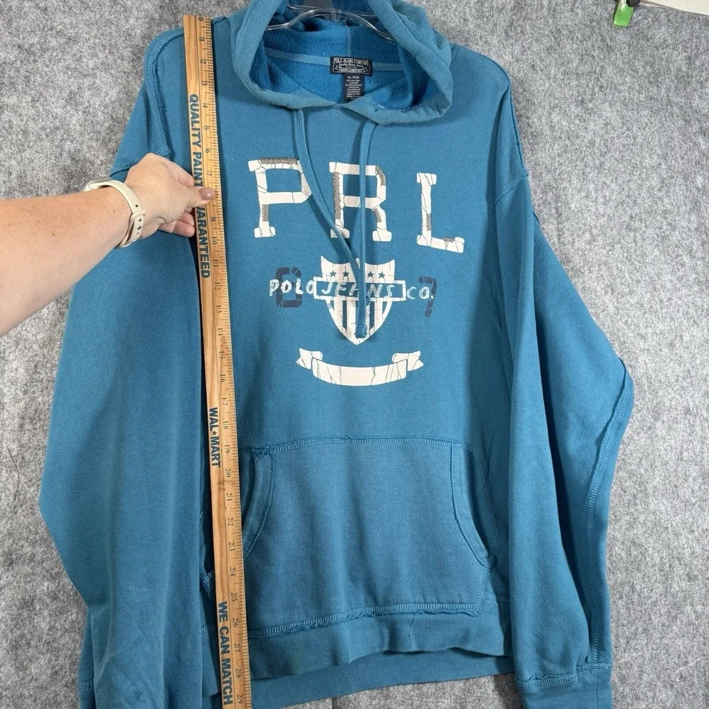 Vtg Polo Ralph Lauren Sweatshirt Hoodie Mens XL Blue Distressed punk hipster